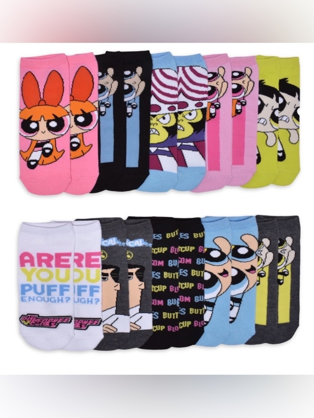 The Powerpuff Girls Womens 10-Pack Low-Cut Socks, Sock Size 9-11